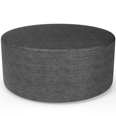 Puff Redondo Orgânico para Living 90cm Lola W01 Linho Cinza Escuro - Lyam Decor