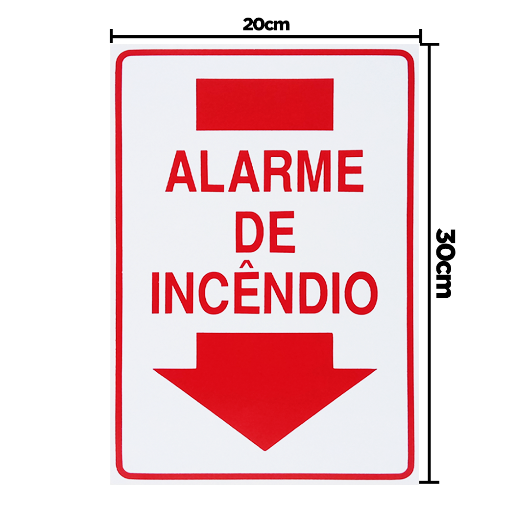 Combo 3 Placas De Sinalização Alarme De Incêndio 20x30 Acesso - X-722 F9e - 2