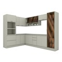 Ver imagem 2 de Cozinha Completa Fineze 13 Portas 4 Gavetas com Vidro 100% MDF Areia Hp - Henn