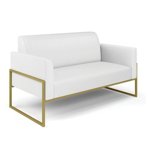 Sofá Namoradeira Base Industrial Alta Dourado Marisa Corino Branco D03 - D\'rossi