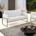 Ver imagem 3 de Sofá Namoradeira Base Industrial Alta Dourado Marisa Corino Branco D03 - D\'rossi