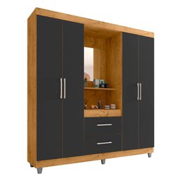 Guarda Roupa Solteiro Ambiente Cap2342 Freijó Carbono - Araplac - 2