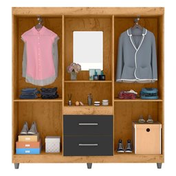 Guarda Roupa Solteiro Ambiente Cap2342 Freijó Carbono - Araplac - 4