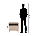 Ver imagem 4 de Conjunto de Quarto Casal com Cama Casal com Cabeceira Estofada e 2 Mesas de Cabeceira com Pés de Madeira Maciça Bento Yescasa Bege/Cappuccino/Amêndoa