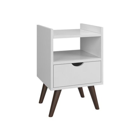 Mesa de Cabeceira Alice Prado Móveis Pés Retro Branco