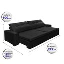Ver imagem 5 de Sofá Retrátil e Reclinavel Oklahoma 2,22 Mts com Molas e Pillow no Assento Tecido Suede Preto