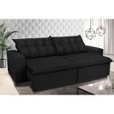 Ver imagem 1 de Sofá Retrátil e Reclinavel Oklahoma 2,22 Mts com Molas e Pillow no Assento Tecido Suede Preto