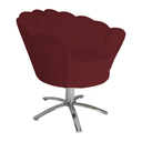 Ver imagem 3 de Jogo 2 Poltronas Para Sala Comercial Base Giratória de Metal Pétala Suede Vermelho Bordo - LM DECOR