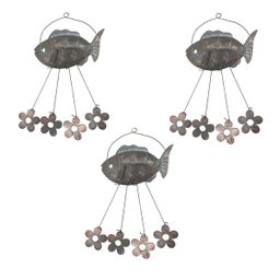 Sino Dos Ventos Flores Peixe Kit 3 Unidades Decoraçao Jardim Quintal Varanda Ambiente Externo Enfeit - 1