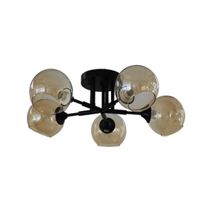 Plafon de Metal com Vidro Champanhe 5 Bracos Adn