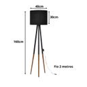 Ver imagem 4 de Luminaria Ranna Aconchegante Tecido e Tripé Ferro e Madeira:preto