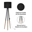 Ver imagem 3 de Luminaria Ranna Aconchegante Tecido e Tripé Ferro e Madeira:preto