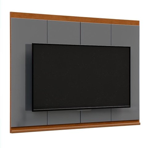 Painel para TV Flow Sense 65" 160cm MDP com Detalhe em Madeira Cinza EJ Móveis