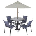 Ver imagem 1 de Jogo 4 Cadeiras Emily e Mesa com Ombrelone em Alumínio para Piscina, Área e Jardim Trama Origina