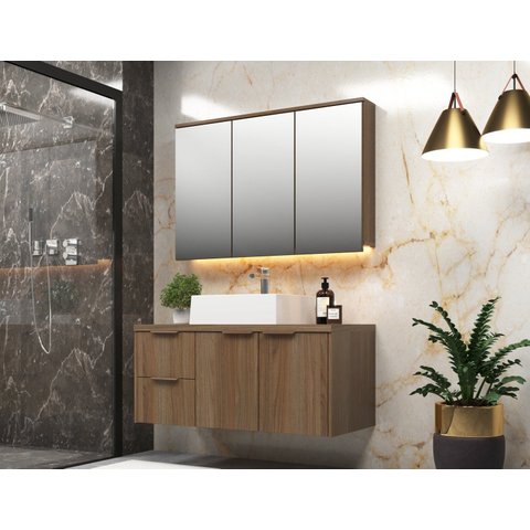 Conjunto para Banheiro Lumina 100 c/ LED Noce/Noce