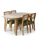 Ver imagem 2 de Conjunto para Sala de Jantar Mesa Orgânica e 4 Cadeiras Estofadas Encosto Telado 100% MDF Bolonha