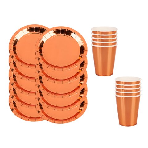Kit Descartáveis Metalizados para Comemorações Prato e Copo com 20 Peças Silverfestas