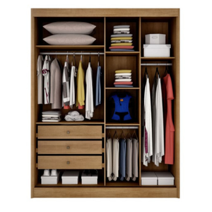 Guarda Roupa Solteiro 2 Portas 3 Gavetas Virtus - Cumaru Fendi - Móveis Novo Horizonte