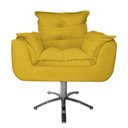 Ver imagem 1 de Jogo 2 Poltronas Estofada Consultório Base Giratória de Metal Opala Suede Mostarda - LM DECOR