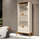 Ver imagem 5 de Conj Cristaleira e Buffet Buriti com Os Cantos Curvos, Puxador e Pés em Madeira Maciça