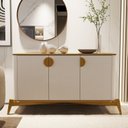 Ver imagem 7 de Conj Cristaleira e Buffet Buriti com Os Cantos Curvos, Puxador e Pés em Madeira Maciça