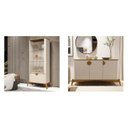 Ver imagem 3 de Conj Cristaleira e Buffet Buriti com Os Cantos Curvos, Puxador e Pés em Madeira Maciça