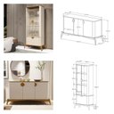Ver imagem 2 de Kit 2 Peças com Cristaleira e Buffet Cantos Curvos Pés em Madeira Maciça 100% MDF Buriti Bege