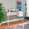 Mesa Escrivaninha Multiuso com 2 Gavetas Pés em Metal 1,20m Branco - 1