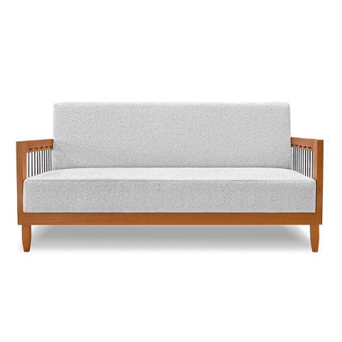 Sofá 2 Lugares Base de Madeira Mariana 160 Cm Linho S04 - D'Rossi Cor Grigio