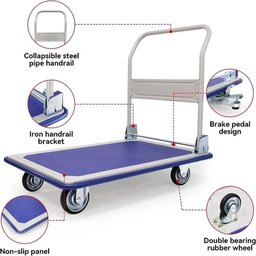 Carrinho de Carga 150kg Ferro 4 Rodas Logística Armazém - 6