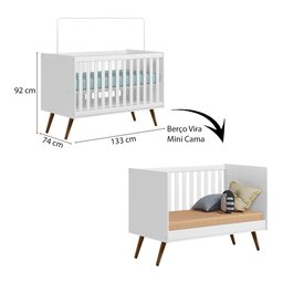 Quarto de Bebê Completo Qencanto Retrô Qmovi Branco Acetinado com Colchão Gazin - 4