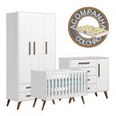 Ver imagem 2 de Quarto de Bebê Completo Qencanto Retrô Qmovi Branco Acetinado com Colchão Gazin
