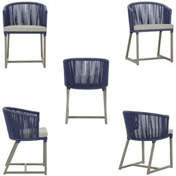 4 Cadeiras de Jantar Área Noronha em Alumínio com Pintura Fendi Corda Náutica E3 Trama Original - 5