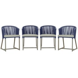 4 Cadeiras de Jantar Área Noronha em Alumínio com Pintura Fendi Corda Náutica E3 Trama Original - 1