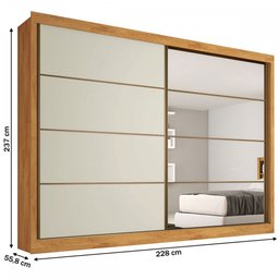 Guarda Roupa Sevilha 1 Porta com Espelho Mdf - Mademarcs - 4