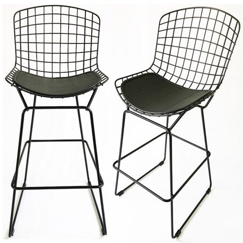 Kit 2 Banquetas BERTÓIA preta altura 60cm - Poltronas do Sul