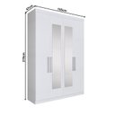 Ver imagem 3 de Guarda-Roupa Solteiro 4 Portas 2 Gavetas Paris com Espelho Branco/Ártico