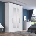 Ver imagem 1 de Guarda-Roupa Solteiro 4 Portas 2 Gavetas Paris com Espelho Branco/Ártico