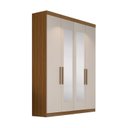 Ver imagem 2 de Guarda-Roupa Solteiro 4 Portas 2 Gavetas Paris com Espelho Off White/Carvalho Vermontt