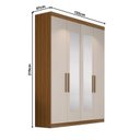 Ver imagem 3 de Guarda-Roupa Solteiro 4 Portas 2 Gavetas Paris com Espelho Off White/Carvalho Vermontt
