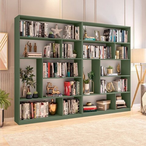 Kit 2 Estante para Livros 180cmx240cm 4 Prateleiras Seattle Yescasa