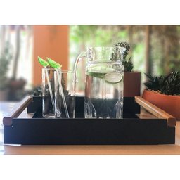 Bandeja Decorativa para Sala de Jantar Linha Nexo 40x25cm Aço Preto - 1