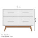 Ver imagem 3 de Comoda 8 Gavetas Pes Madeira 135 cm Vicenza Branco Dcasa