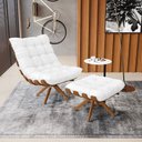 Ver imagem 2 de Puff Giratório Costela Corano Branco Base Madeira MA25 - D'Rossi