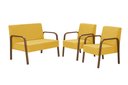 Ver imagem 1 de Conjunto Jade 2 Poltronas de 1 Lugar e 1 Poltrona de 2 Lugares Braço Madeira Dsalla Suede Amarelo