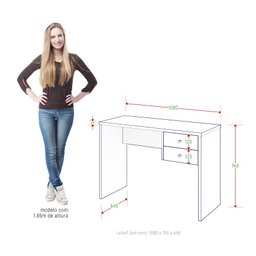 Escrivaninha Intelectual Natura/PRETO TX 2 Gavetas - 3