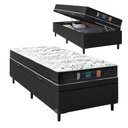 Ver imagem 1 de Cama Box Baú Solteiro Sintético Preto com Colchão de Espuma Semi Ortopédica Extra Firme Resistente P