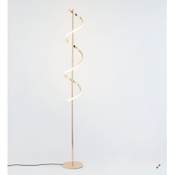 Luminária Chão Moderna Slim Luxo Coluna Metálica + Perfil Espiral Led Integrado 1,35m - Dourada - 1