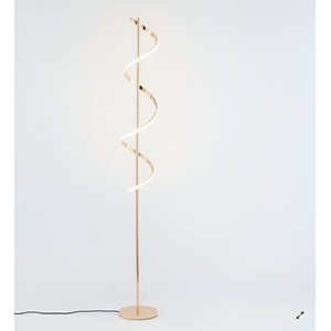 Luminária Chão Moderna Slim Luxo Coluna Metálica + Perfil Espiral Led Integrado 1,35m - Dourada