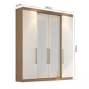 Ver imagem 3 de Guarda Roupa Casal com Espelho 4 Portas 4 Gavetas Berlim Branco Marrom/Nogueira/Off White